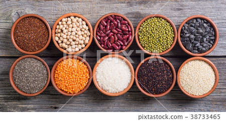 Cereals and beans in bowl Cereals and beans in bowl 38733465