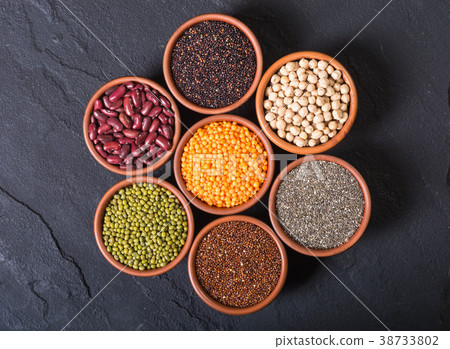 Cereals and beans in bowl Cereals and beans in bowl 38733802