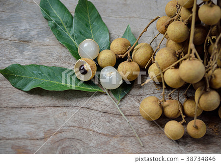 Fresh longan isolated on wooden background 38734846