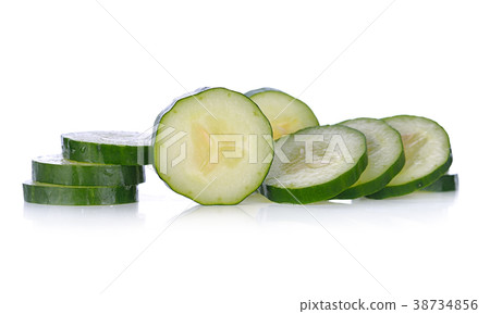 Sliced cucumber isolated on white background. 38734856
