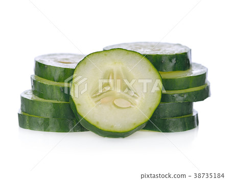 Sliced cucumber isolated on white background. Sliced cucumber isolated on white background. 38735184