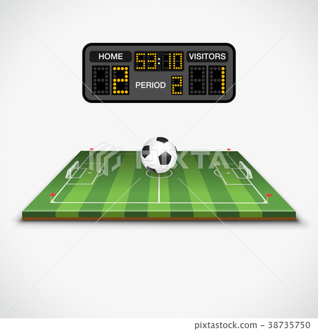 Soccer Field, Ball and Scoreboard Soccer Field, Ball and Scoreboard 38735750