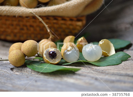 Fresh longan isolated on wooden background 38735768