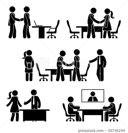 Stick figure negotiation icon set Stick figure negotiation icon set 38736244