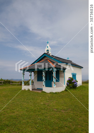 Small chapel on danger cliffs, Spain 38736816