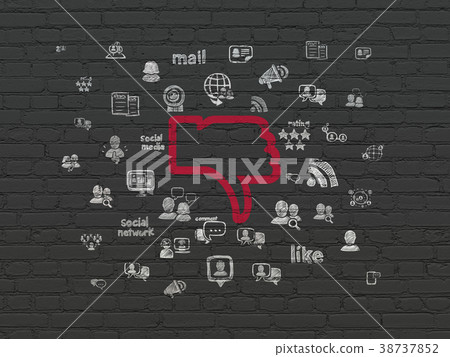 Social media concept: Thumb Down on wall 38737852