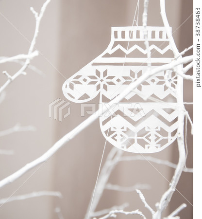 mitten snowflake, paper decoration mitten snowflake, paper decoration 38738463