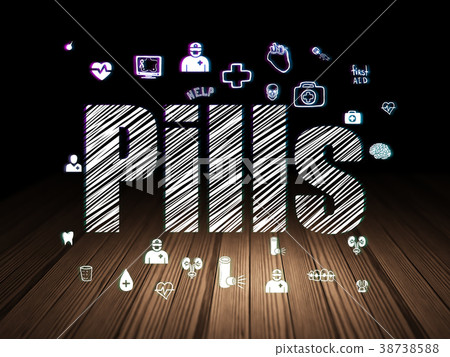 Medicine concept: Pills in grunge dark room Medicine concept: Pills in grunge dark room 38738588