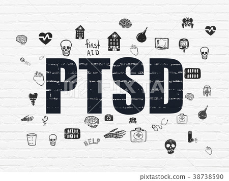 Health concept: PTSD on wall background Health concept: PTSD on wall background 38738590