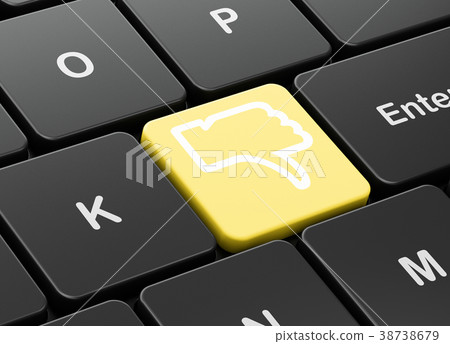 Social media concept: Thumb Down on computer Social media concept: Thumb Down on computer 38738679