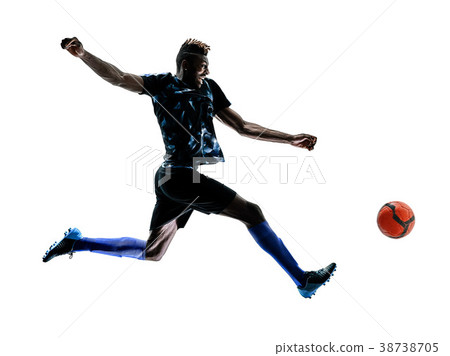 one african soccer player man isolated white one african soccer player man isolated white 38738705