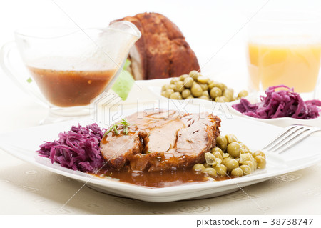 Roast pork with sauce 38738747