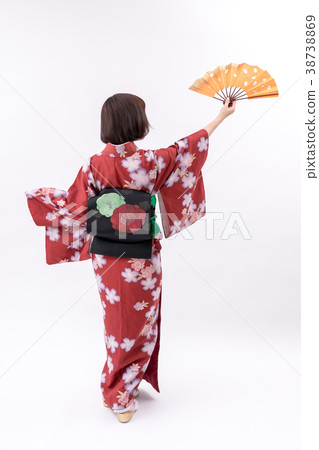 Kimono Yamato Riko white background Japanese dance fan 38738869