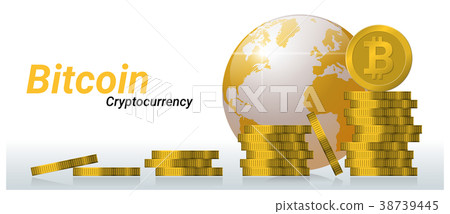 Virtual cryptocurrency concept with golden bitcoin 38739445
