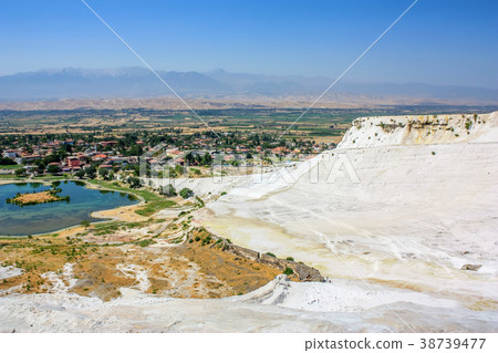 Scenic view of Pamukkale in Turkey on sunny day Scenic view of Pamukkale in Turkey on sunny day 38739477