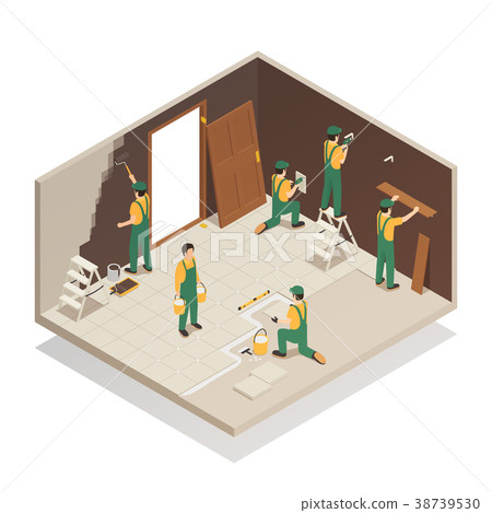 Home Renovation Isometric Composition - Stock Illustration [38739530 ...