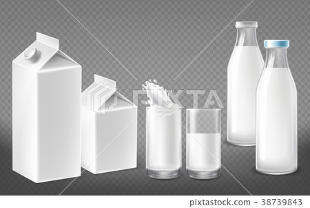 Vector realistic package set for dairy products 38739843