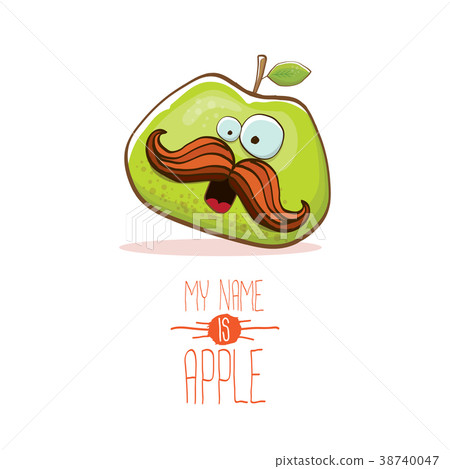 vector funny cartoon cute green apple character vector funny cartoon cute green apple character 38740047