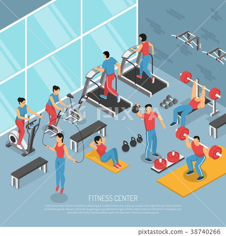 Fitness Center Interior Isometric Poster Fitness Center Interior Isometric Poster 38740266