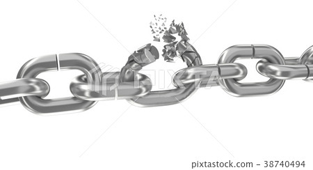 Broken chain on white 3D render 38740494