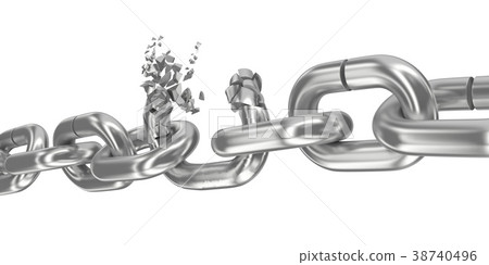 Broken chain on white 3D render 38740496
