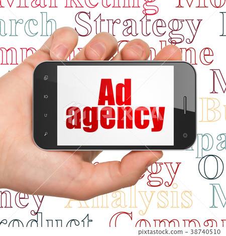 Marketing concept: Hand Holding Smartphone with Ad Marketing concept: Hand Holding Smartphone with Ad 38740510