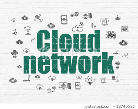 Cloud technology concept: Cloud Network on wall Cloud technology concept: Cloud Network on wall 38740558
