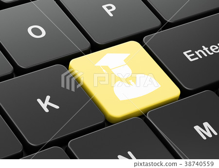 Learning concept: Student on computer keyboard Learning concept: Student on computer keyboard 38740559