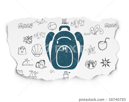 Travel concept: Backpack on Torn Paper background 38740785