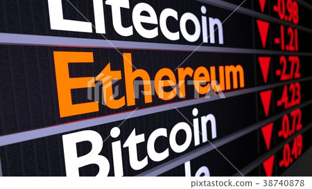 Stock wall with cryptocurrencies orange Ethereum 38740878