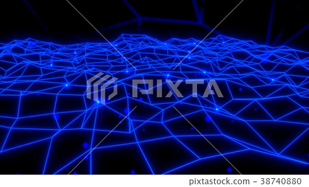 Glowing wireframe network single nodes network 38740880