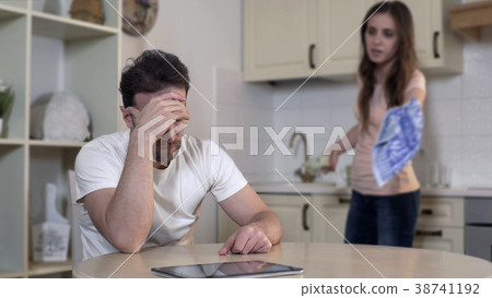 Possessive wife fighting with husband at home Possessive wife fighting with husband at home 38741192