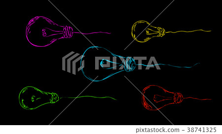 colored, painted light bulbs on a dark background 38741325