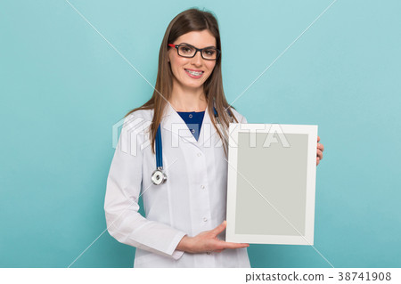 Female brunette doctor in glasses with frame Female brunette doctor in glasses with frame 38741908