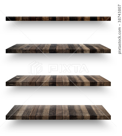 Wooden shelf template set isolated 38743807