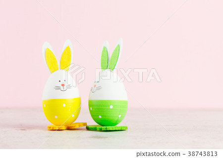 Easter scene with colored eggs 38743813