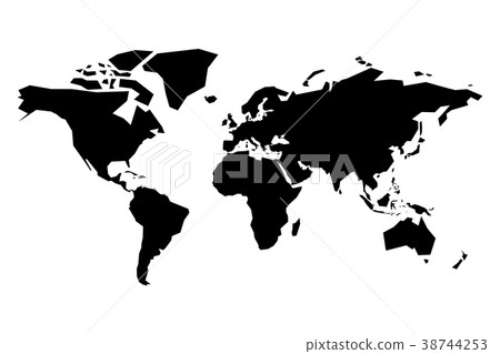 Map of World vector silhouette. Simplified black 38744253