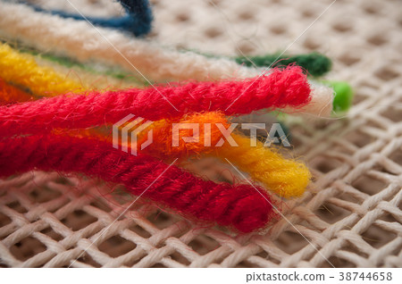 creative leisure with colorful wool wire on canvas creative leisure with colorful wool wire on canvas 38744658