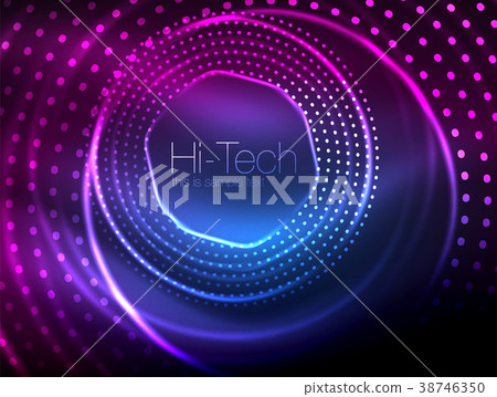 Magic neon circle shape abstract background, shiny 38746350