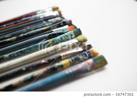 close up of dirty paintbrushes close up of dirty paintbrushes 38747302