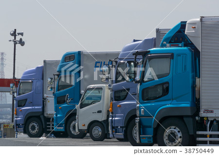 Long distance trucking break highway service area 38750449