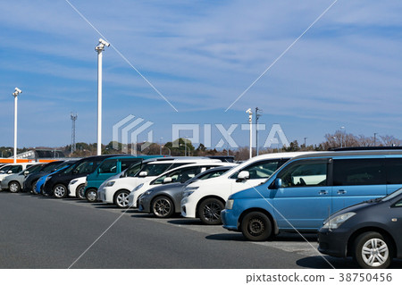 Passenger car parked Expressway service area 38750456