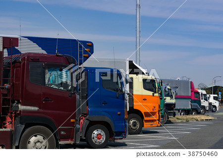 Long distance trucking break highway service area 38750460