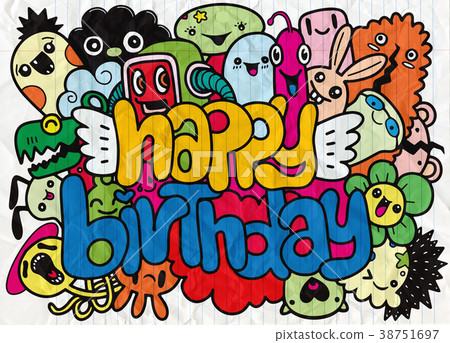Birthday party hand drawn doodles elements 38751697