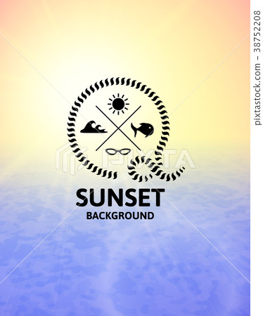 Yellow sunset with blue water sea surface Yellow sunset with blue water sea surface 38752208