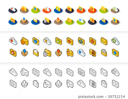 Set of icons in different style - isometric flat Set of icons in different style - isometric flat 38752214