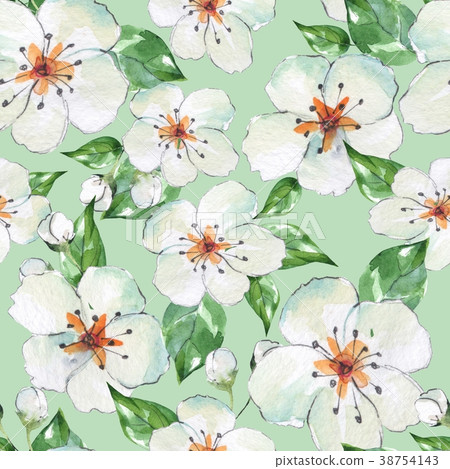 Floral seamless pattern 4. Blooming apple tree Floral seamless pattern 4. Blooming apple tree 38754143