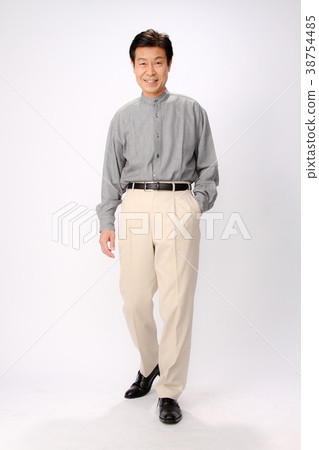 高級男性全身灰色襯衫 38754485