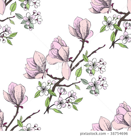 Seamless pattern with magnolia Seamless pattern with magnolia 38754696