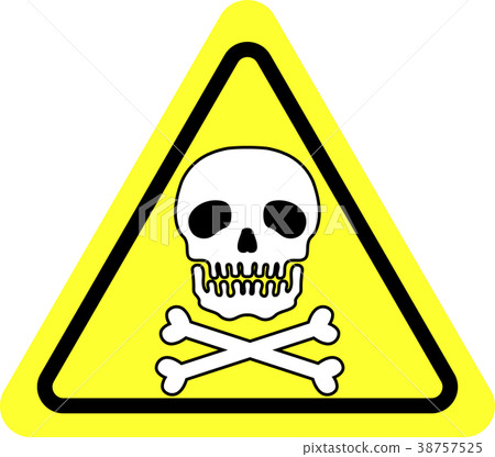 White skull warning mark yellow White skull warning mark yellow 38757525